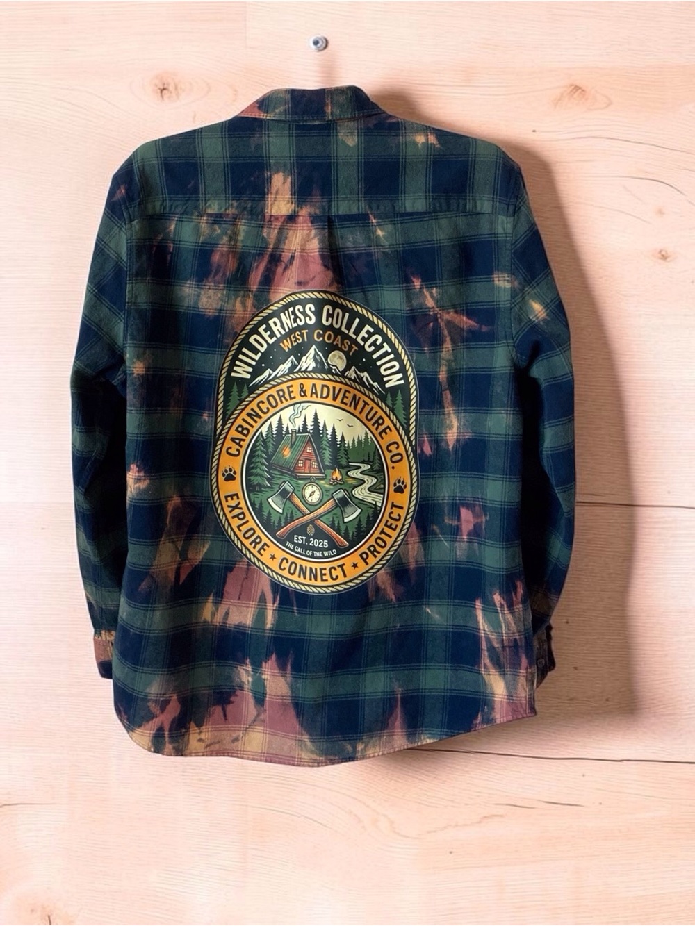 Women’s XL Reworked Plaid Flannel Cabincore Graphic Grunge Wilderness